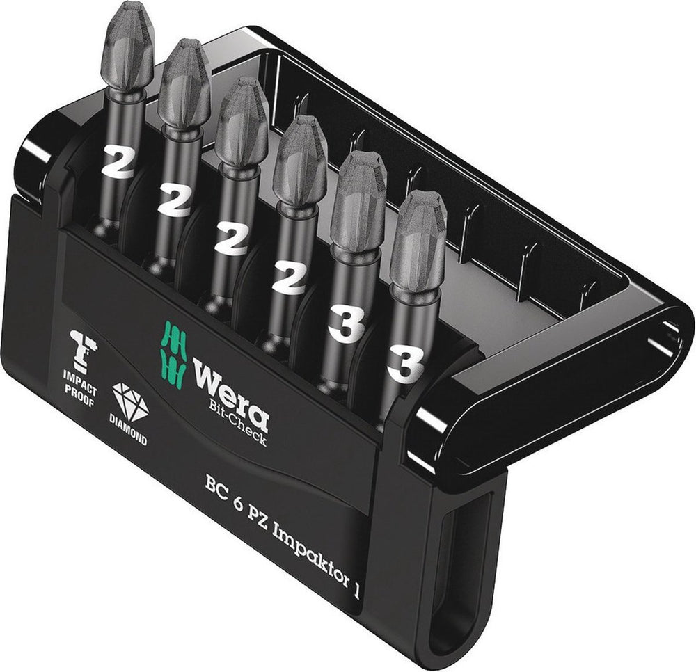 Wera 6-delige bitset pozidrive - mini-check impaktor 3