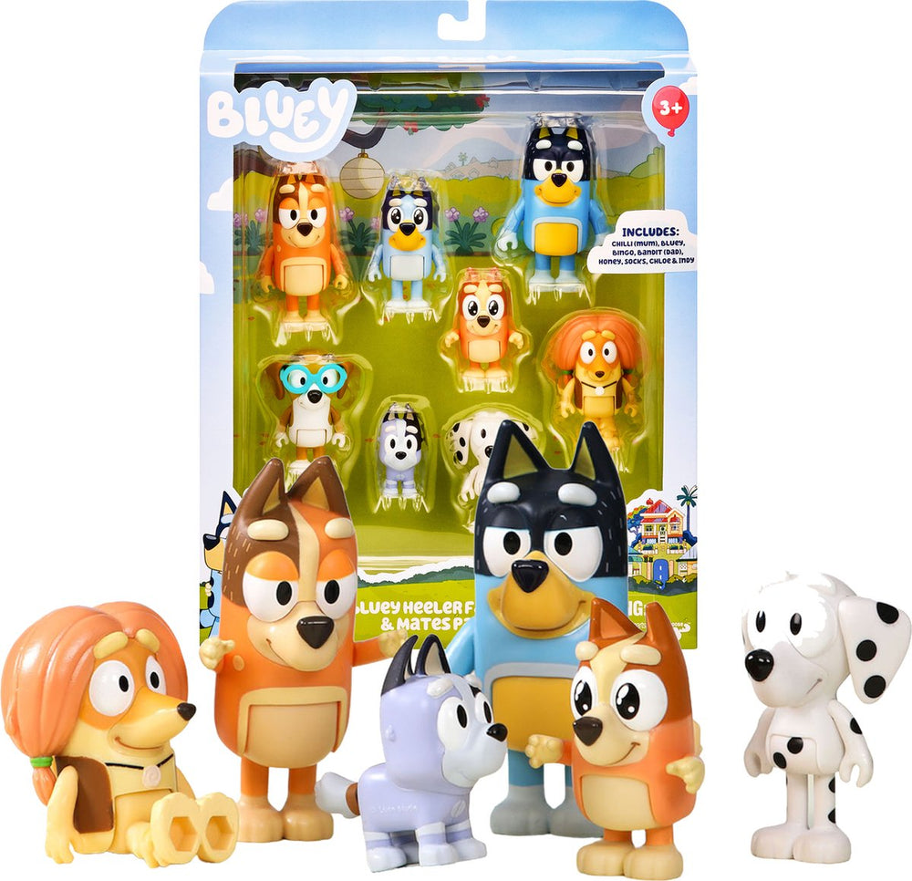 Moose Toys Bluey Playset Figures Family Friends, 8pcs.