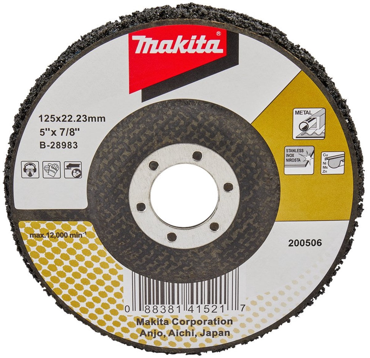 Makita reinigingsschijf zwart 125 mm glasvezelversterkt - b-28983