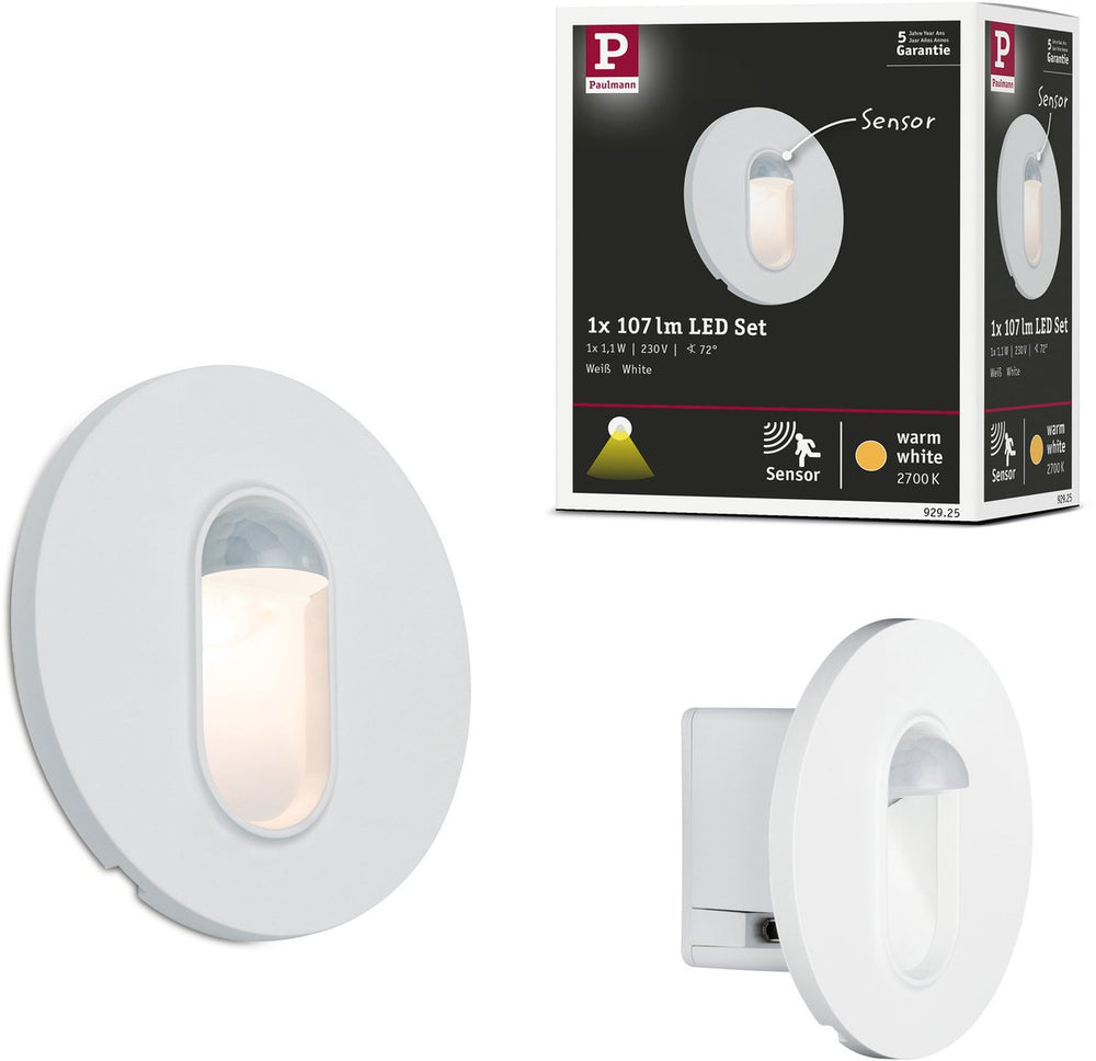 Paulmann led-wandinbouwlamp wall rond 78 mm 1,1w 65lm 230v 2700k wit