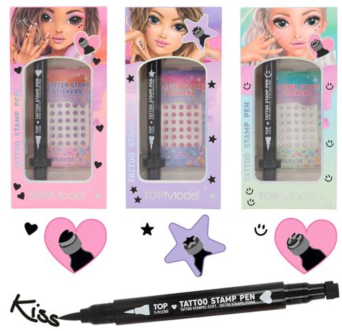Depesche - topmodel tattoo pen met glitter - beauty and me - 1 stuk