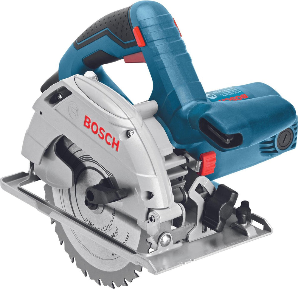Bosch cirkelzaagmachine gks 165 (afzuigadapter, hm-zaagblad 165 mm ø, inbusstiftsleutel sw 5, parallelgeleider)