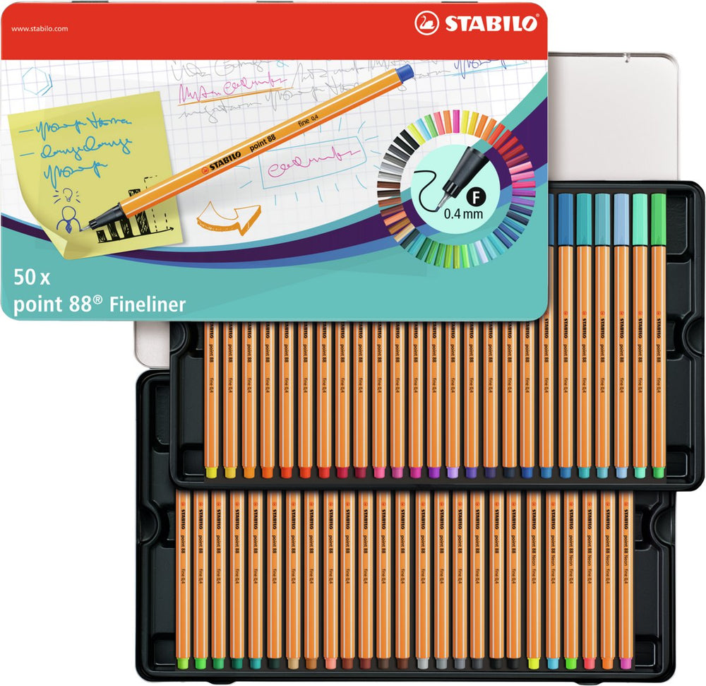 STABILO punt 88 Metalen Doos Fineliners, 50st.
