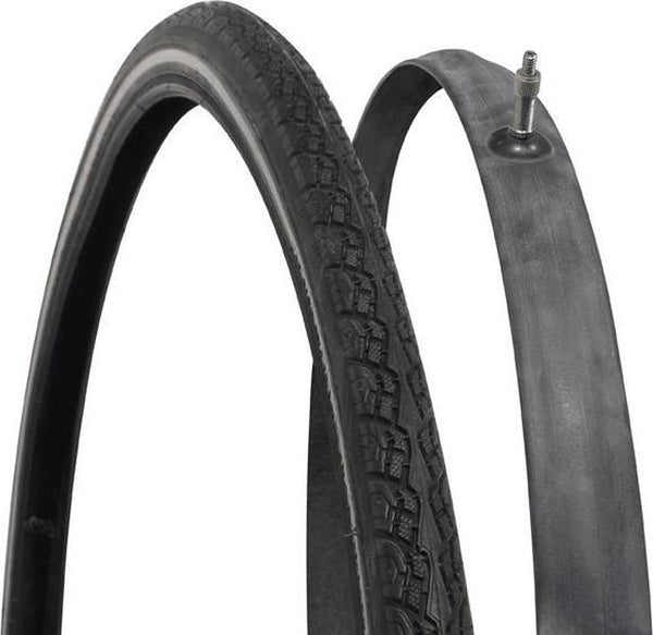 Dresco buiten- en binnenband - set met 1 binnen buitenband - bandenmaat 28x1 5 8 x 1 3 8 - etrto maat 37-622 - veilige reflectie - dunlop ventiel - hoogte ventiel 45mm - lage rolweerstand - hoge lekbestendigheid