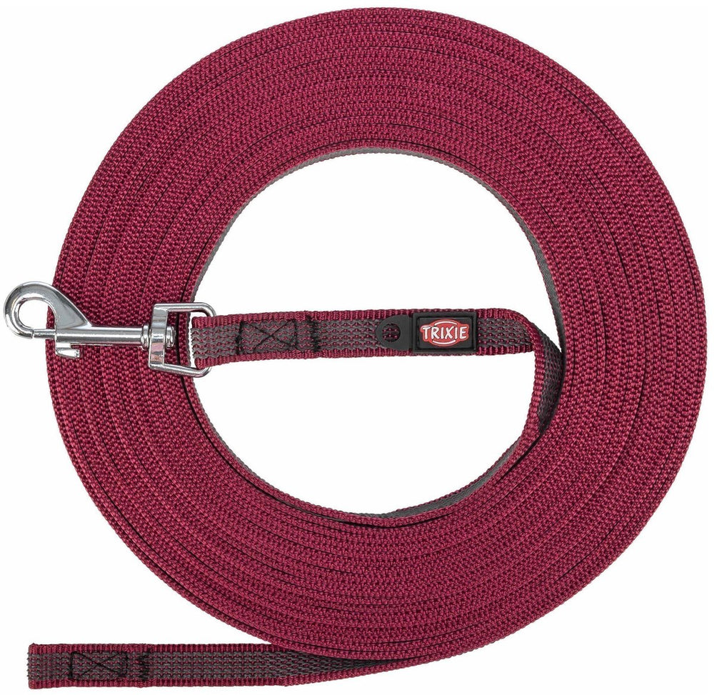 Trixie hondenriem - sleeplijn sangria 15mtr s m - rubber bekleed, geen handlus