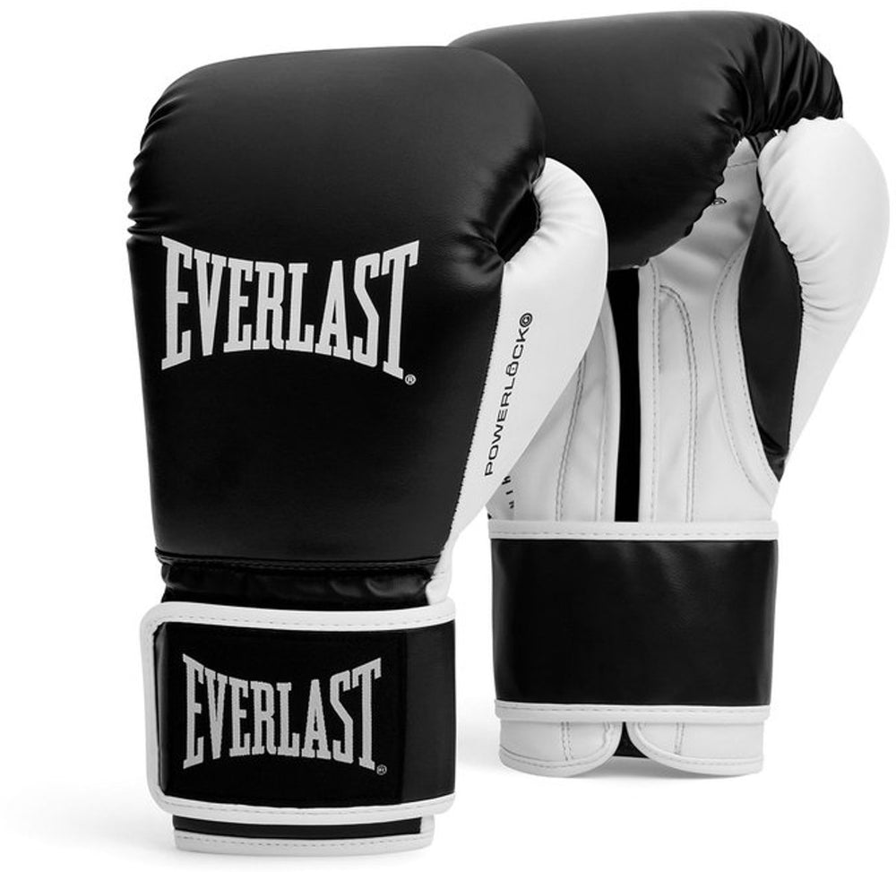Everlast powerlock og training (kick)bokshandschoenen klittenband, zwart wit, 10-oz