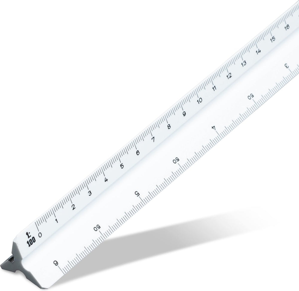 Aristo schaalstok g - lengte 30 cm - 1:15 :20 :25 :33 1 3 :50 :100 - wit kunststof - in beschermetui - ar-1314 1