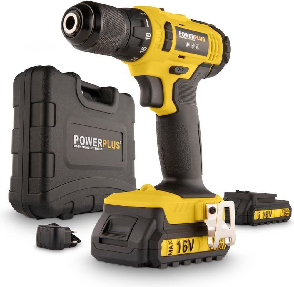 Powerplus accuboormachine powx00425 - schroefboormachine op batterij van 16 v voor hout en metaal - incl. batterij, lader en koffer