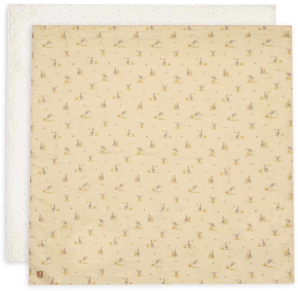 Jollein hydrofiele doek large - 115x115cm - kangaroots - 2 stuks