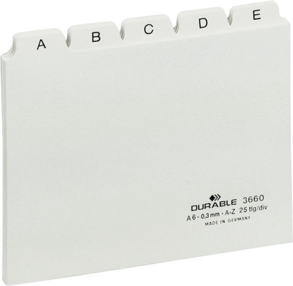 Durable 366002 - alphabetic tab index - pvc - white - landscape - a6 - 0.3 mm
