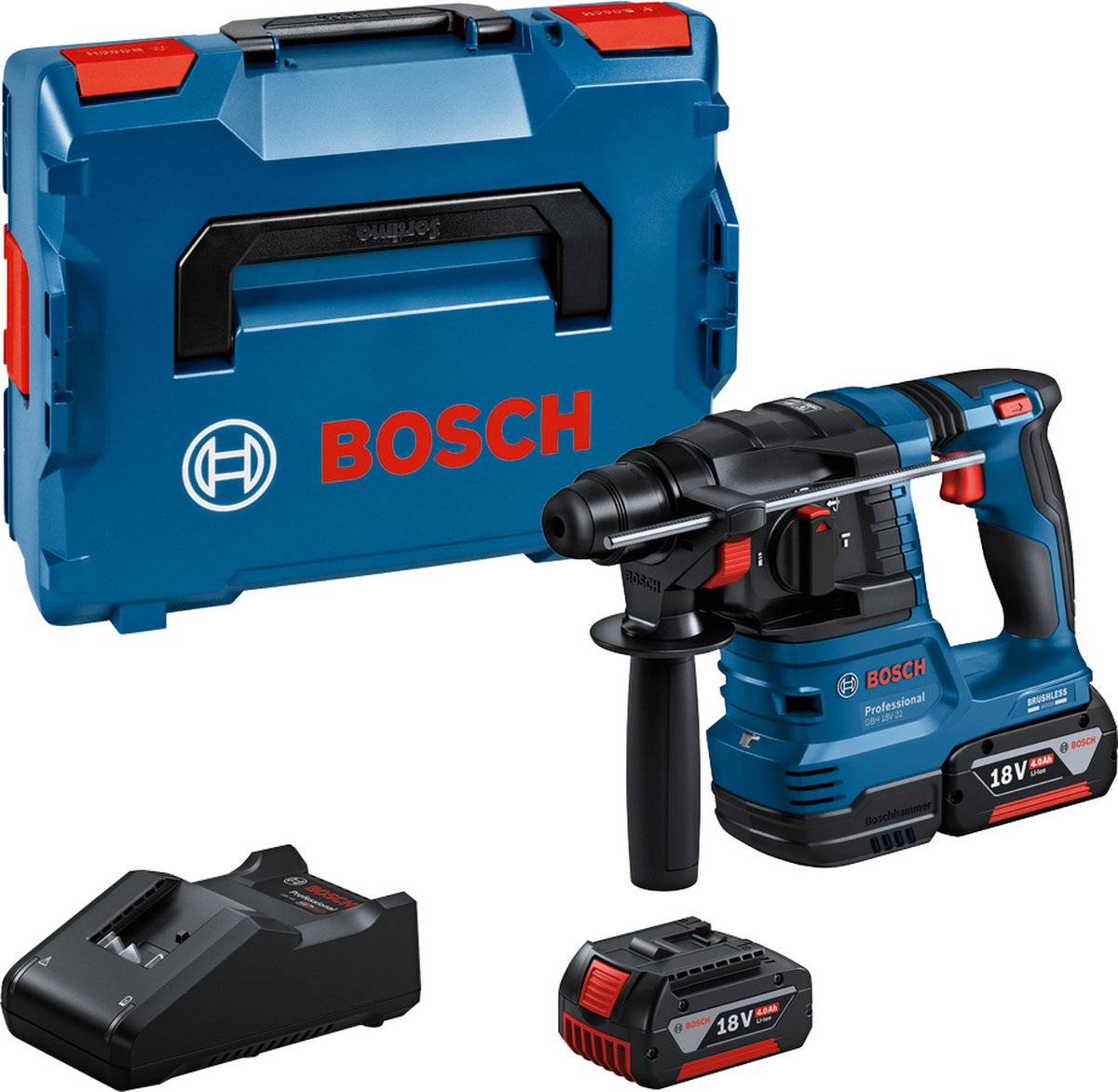 Bosch professional accuboorhamer gbh 18v-22 2x4,0ah in l-boxx 136