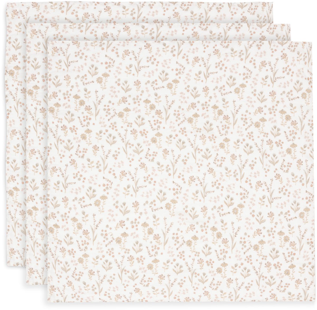 Jollein - hydrofiele doek small 70x70cm - inbakerdoek - zacht katoen - 3 stuks - bloomy