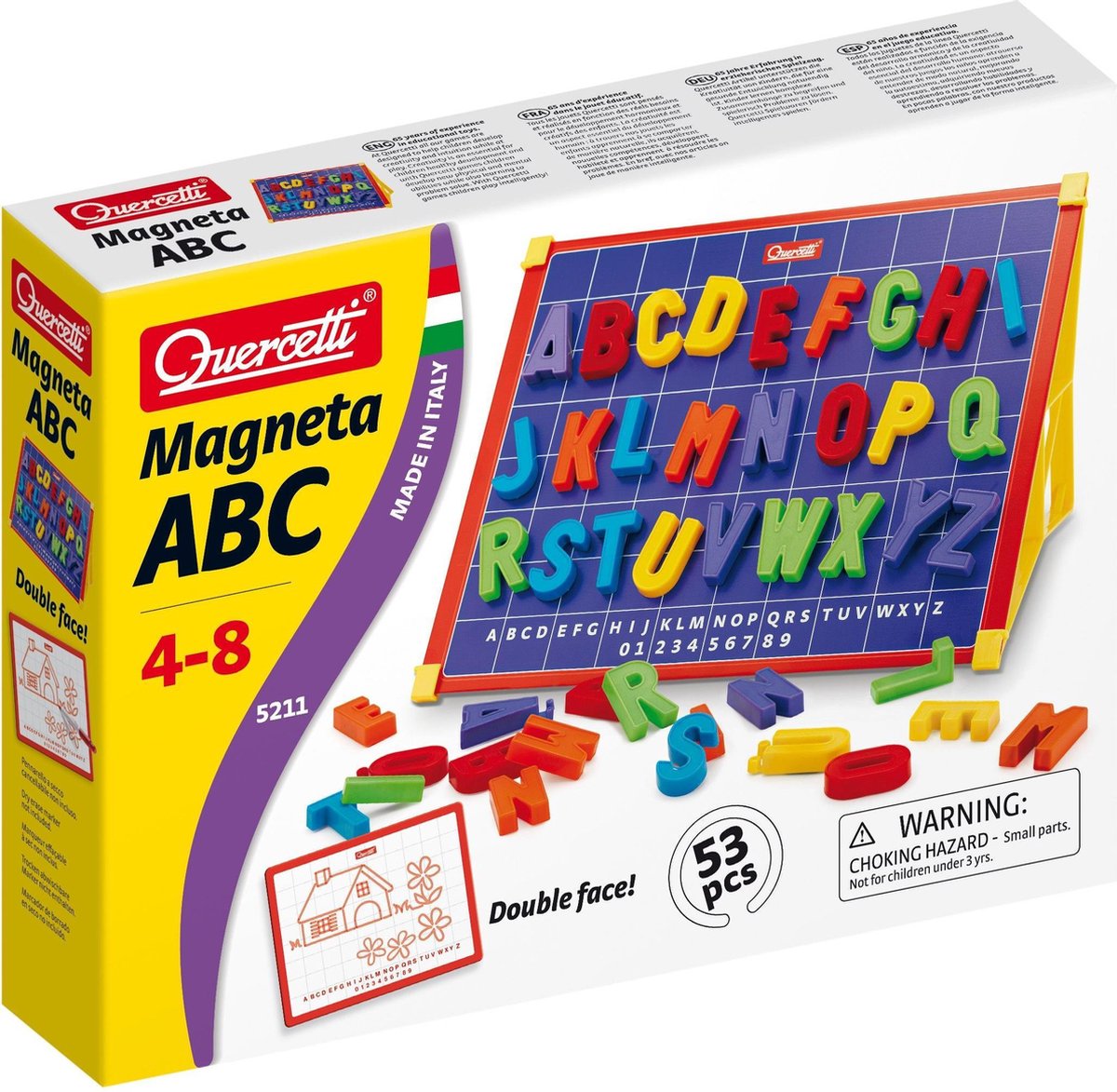 Quercetti magneetbord incl. hoofdletters abc magneten, 53dlg.