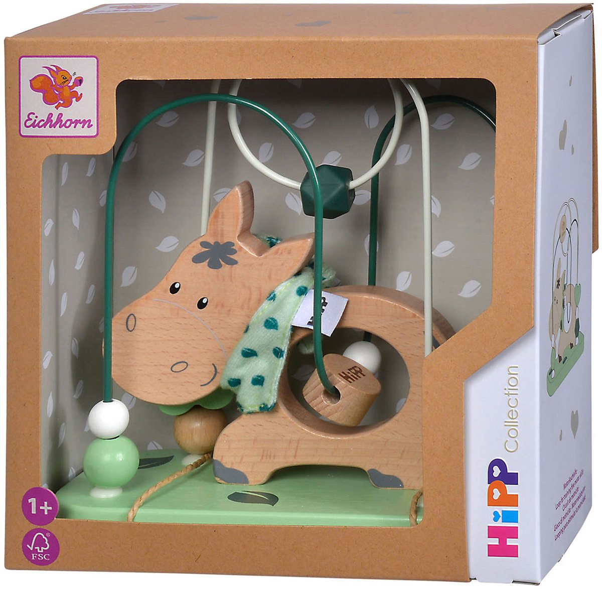 Eichhorn houten motoriek speelgoed ezel - kleurrijke baby spiraal.