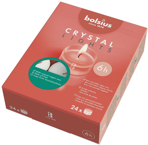 Bolsius - theelichten - 24 stuks per verpakking - clear cup - doos