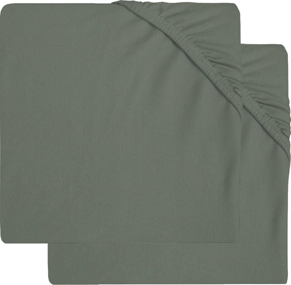 Jollein - baby hoeslaken boxmatras jersey (ash green) - katoen - hoeslaken box - 2 stuks - 75x95cm