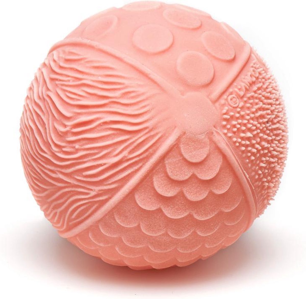 Lanco toys lanco sensory speelbal donker roze – 100% natuurlijk rubber bijtspeeltje – 0+ maanden – vrij van bpa pvc – beige geschenkdoosje