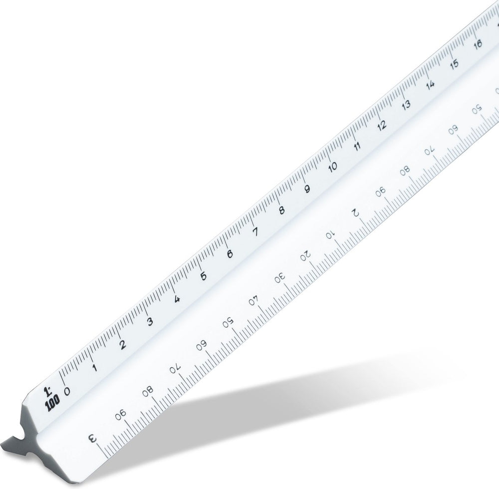 Aristo schaalstok f - lengte 30 cm - 1:2.5 :5 :10 :20 :50 :100 (din) - wit kunststof - in beschermetui - ar-1314 4