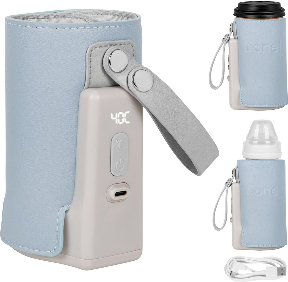 Lionelo thermup go plus draagbare flessenwarmer – 3000 mah accu – tot 8 uur draadloos gebruik – 5 temperatuurstanden 38-50°c – usb-c oplaadbaar – thermostaat tegen oververhitting – voor flessen 52-70 mm – bpa vrij