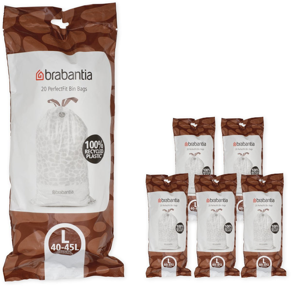 Brabantia perfectfit vuilniszakken - 40 45 l - code l - 6 rollen x 20 stuks