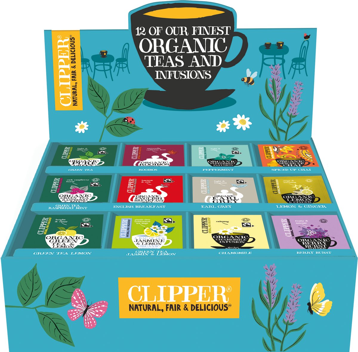 Clipper thee clipper biologisch thee - probeer box - assortiment box - 12 verschillende smaken - 12x15 theezakjes - 180 theezakjes