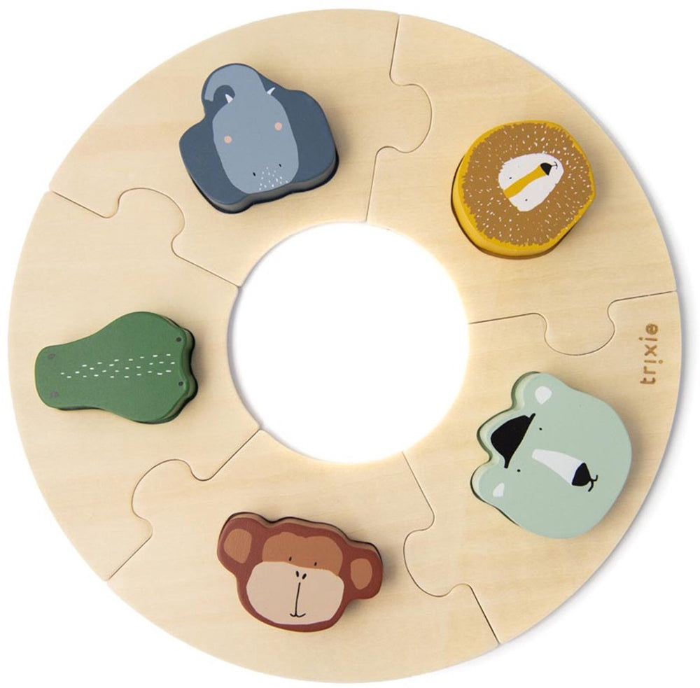 Trixie houten ronde vormenpuzzel - eerste speelgoed baby - vanaf 1 jaar - educatief - voor jongens meisjes