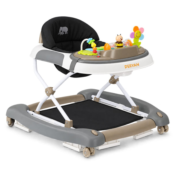 Deryan 4-in-1 loopstoel - met speelset - inklapbaar - zwart bruin
