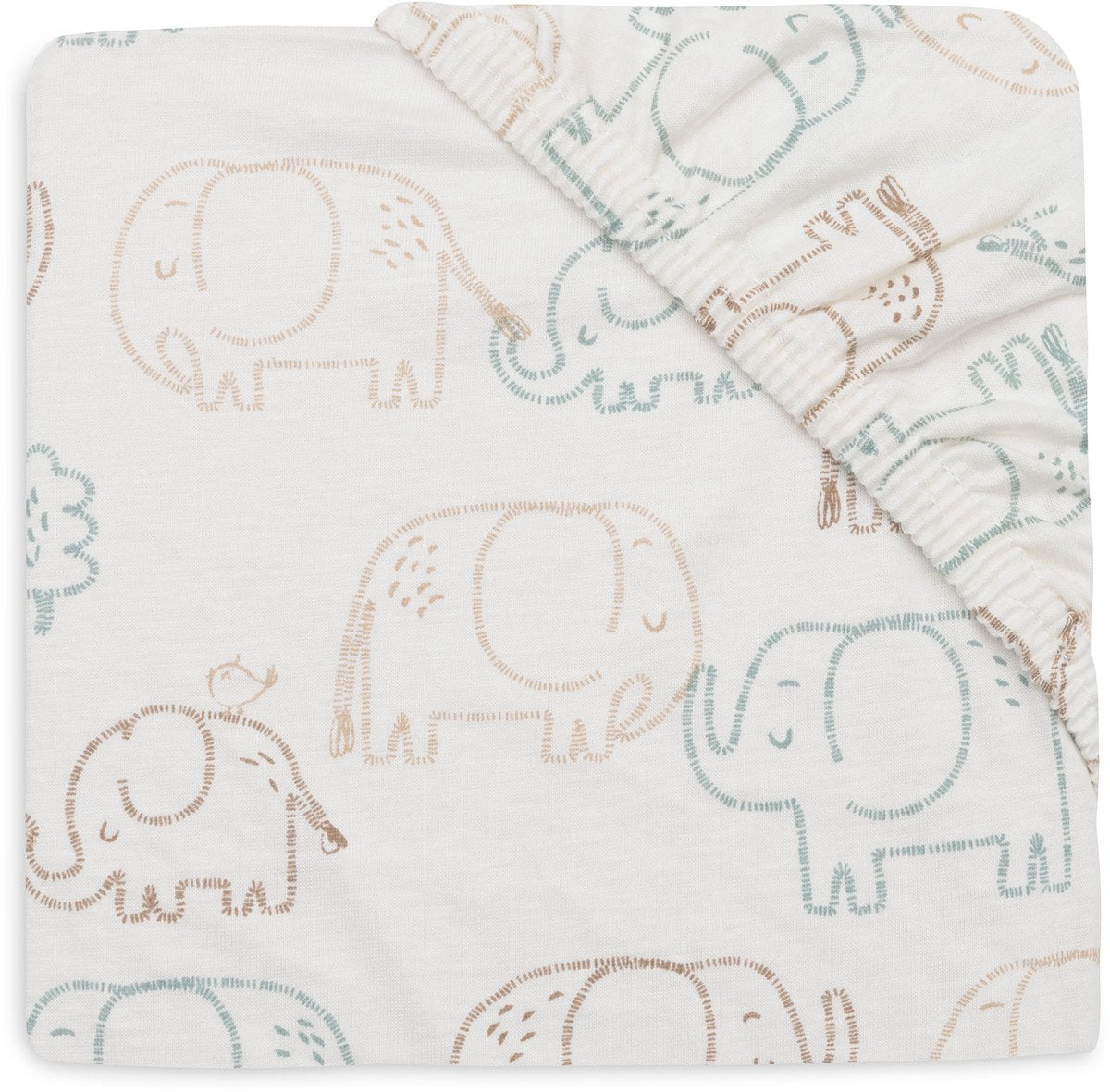 Jollein hoeslaken ledikant - 70 75x140 150cm - jersey - elephant tales