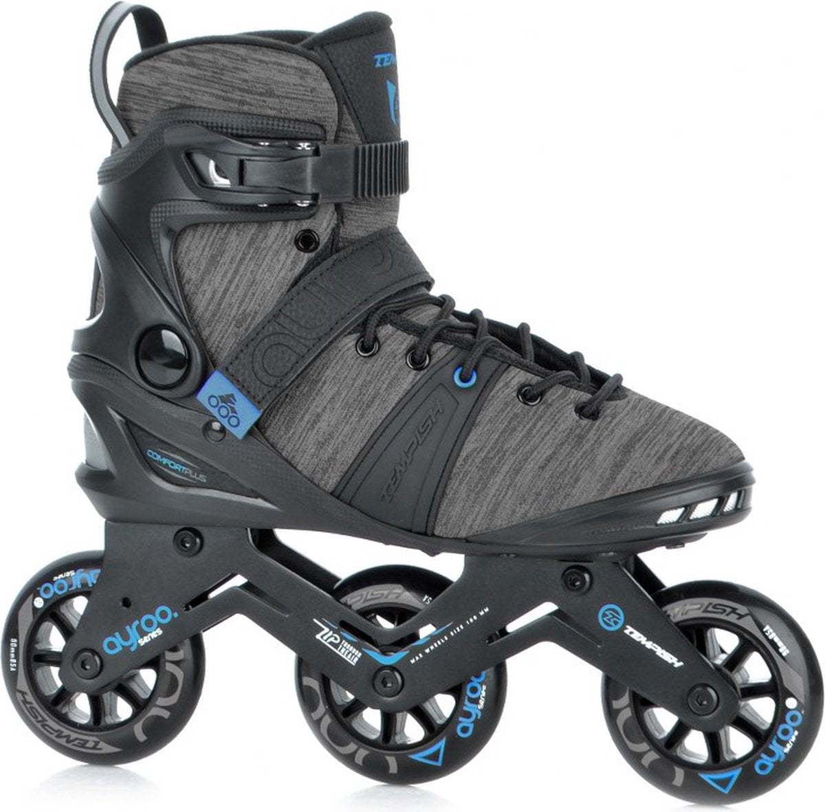 Tempish ayroo 3x90 skeelers volwassenen - 3 wielen 90mm - fitness speed inline skates - zwart blauw - maat 39
