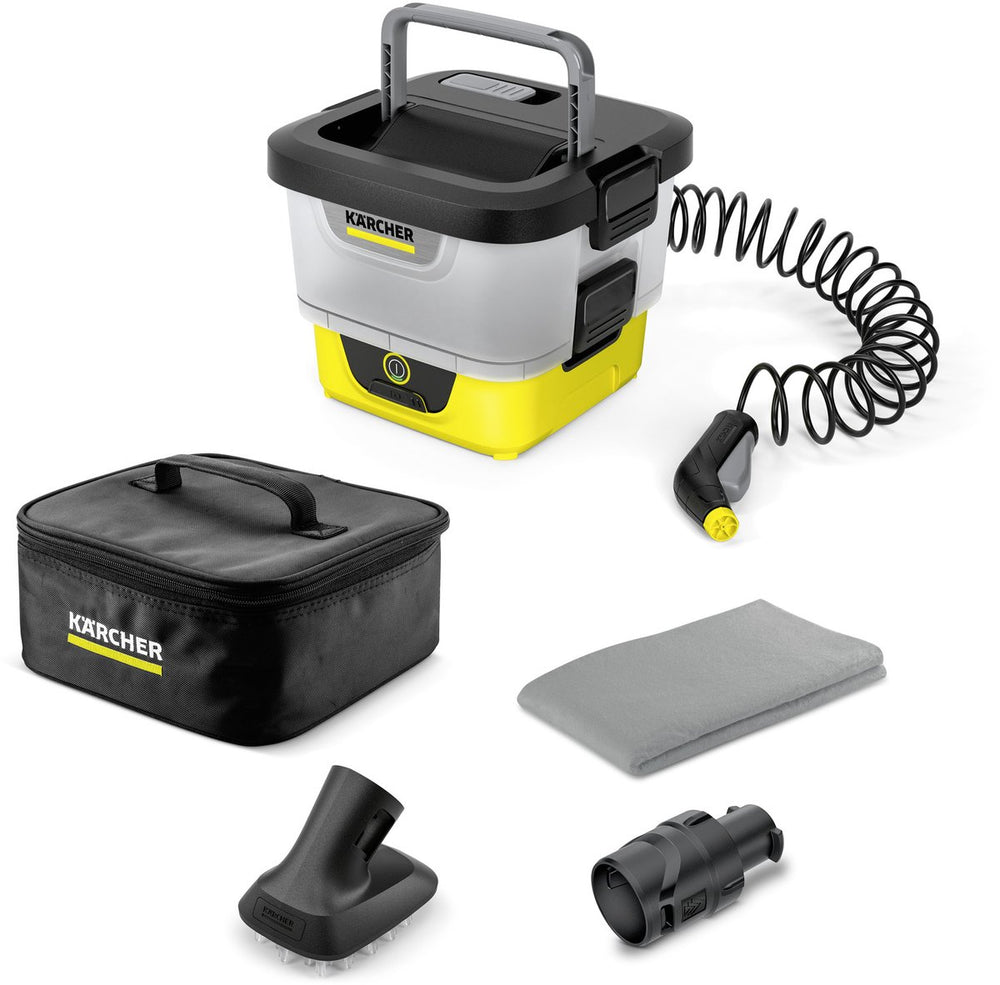 Kärcher oc 4 + pet kit - mobiele hogedrukreiniger - op accu - looptijd 22 min. - 8 liter watertank - voor auto's, huisdieren, fietsen