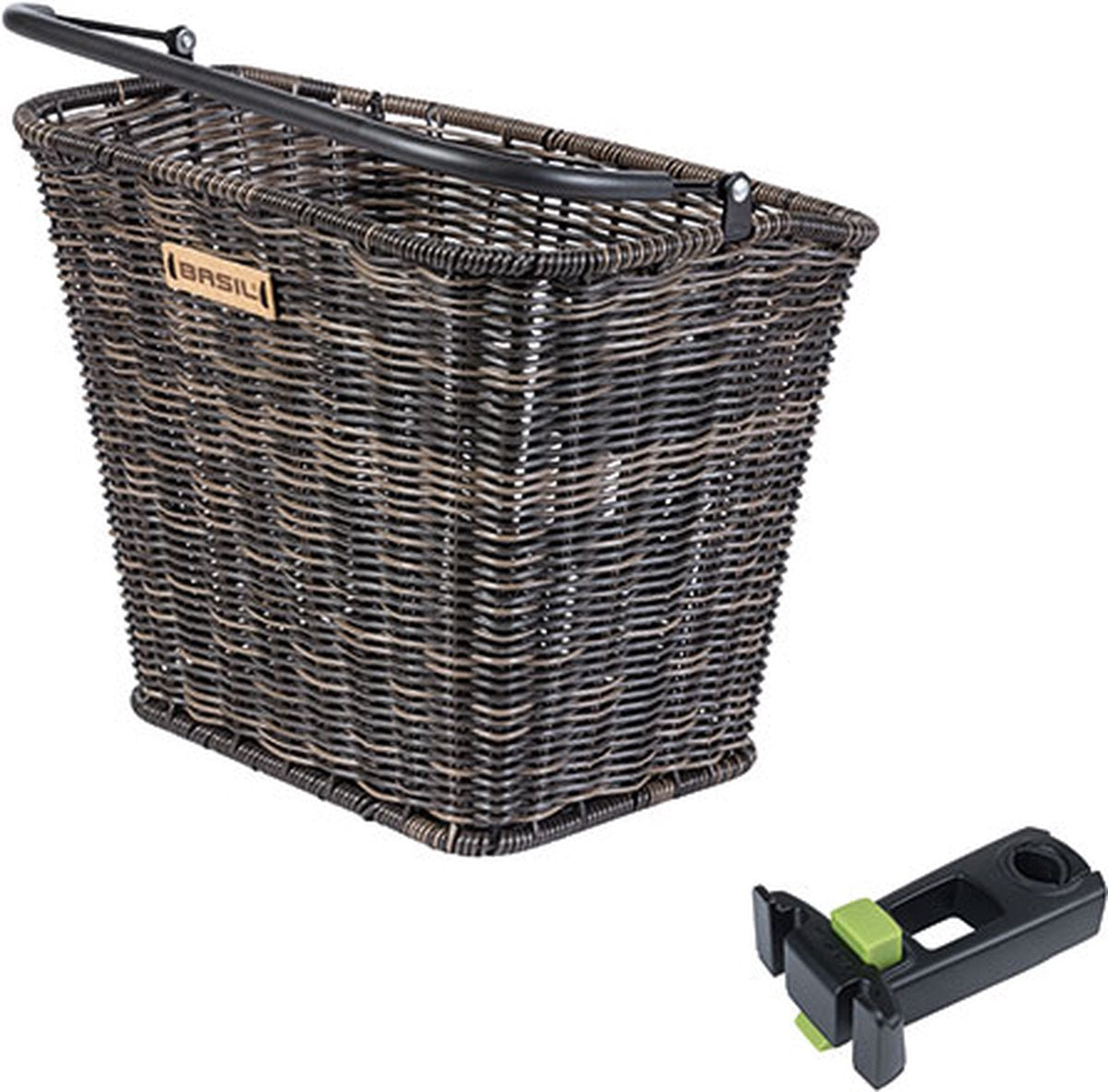 Basil Bremen Rattan Look KF - bicycle basket - front - including Basil KF Ahead stem holder - brown
