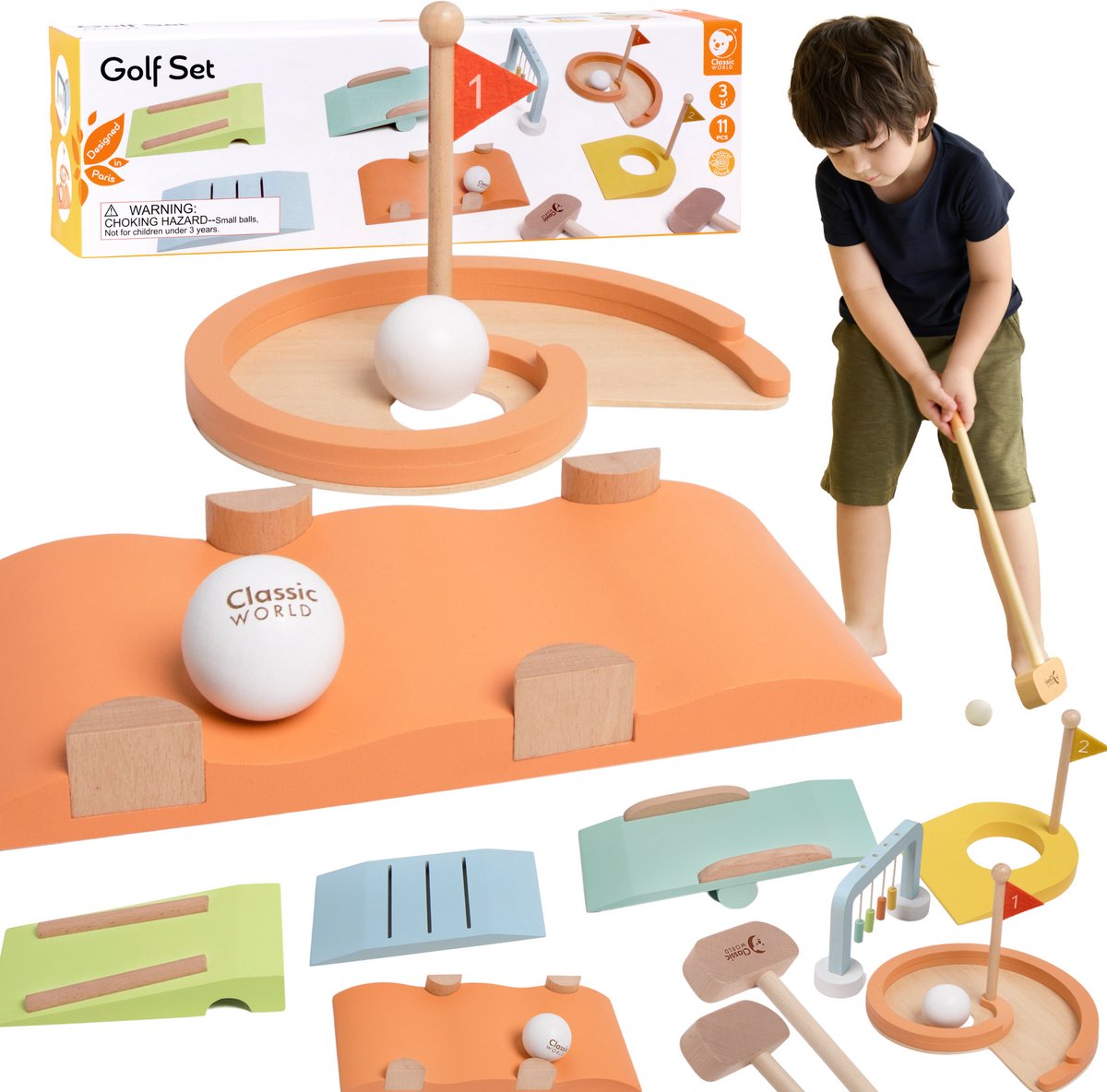 Classic world houten golfset diverse hindernissen