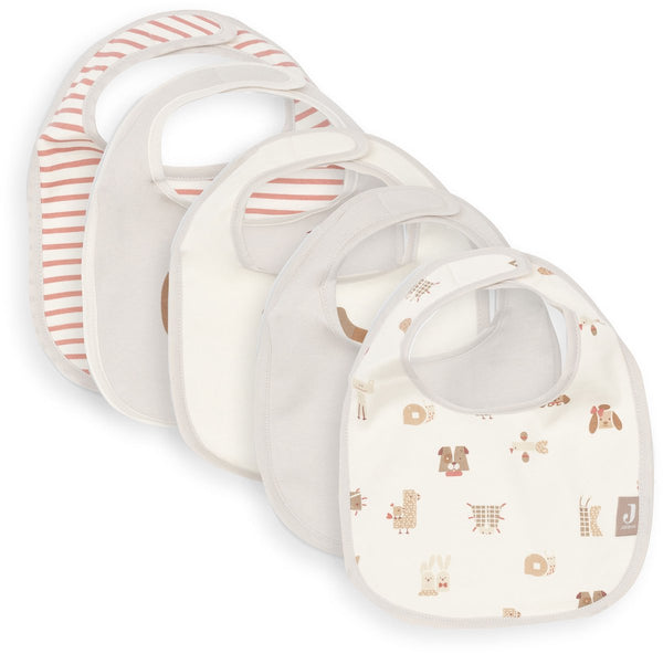 Jollein slabbetjes waterproof - 5 stuks - 30 cm - animal friends