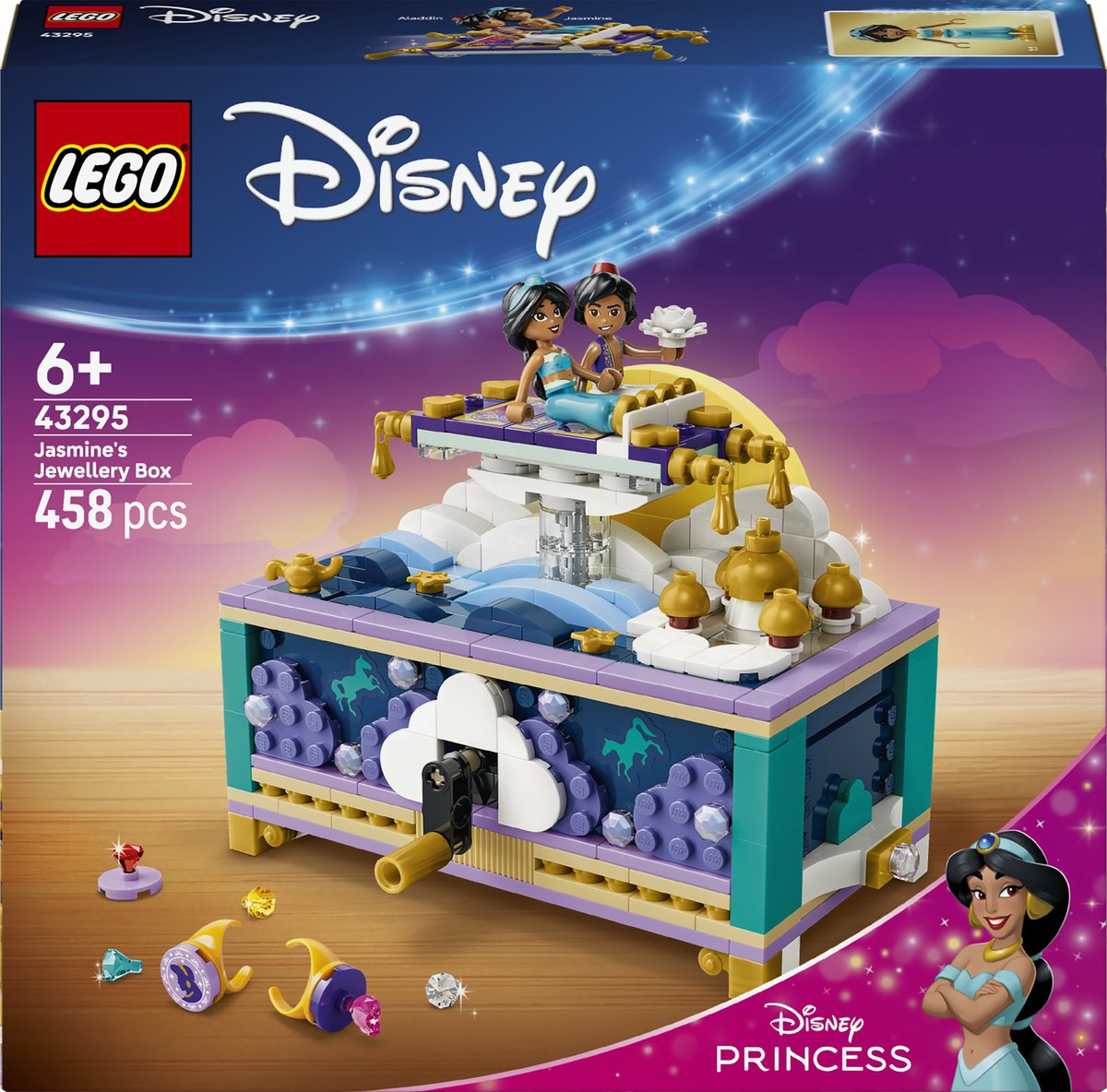 Lego ǀ disney princess jasmines sieradendoos bouwbaar speelgoed voor kinderen 43295