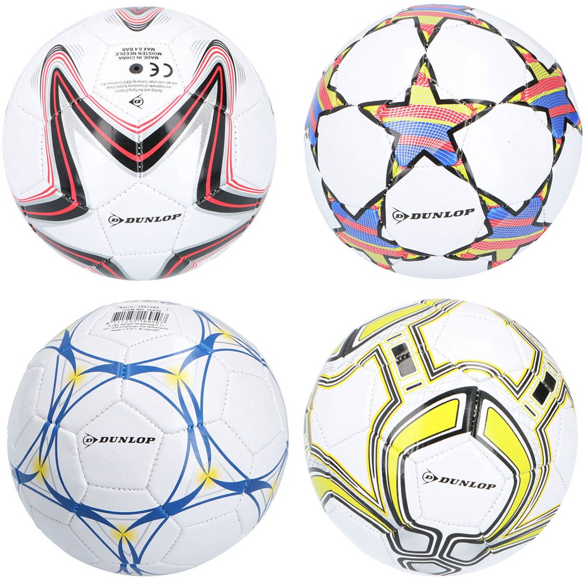 Merkloos sans marque dunlop voetbal maat 2 - kleine voetbal voor training en recreatief gebruik - voetbal met klassiek paneelontwerpen - wit met verschillende patronen - 1 willekeurige kleur variant