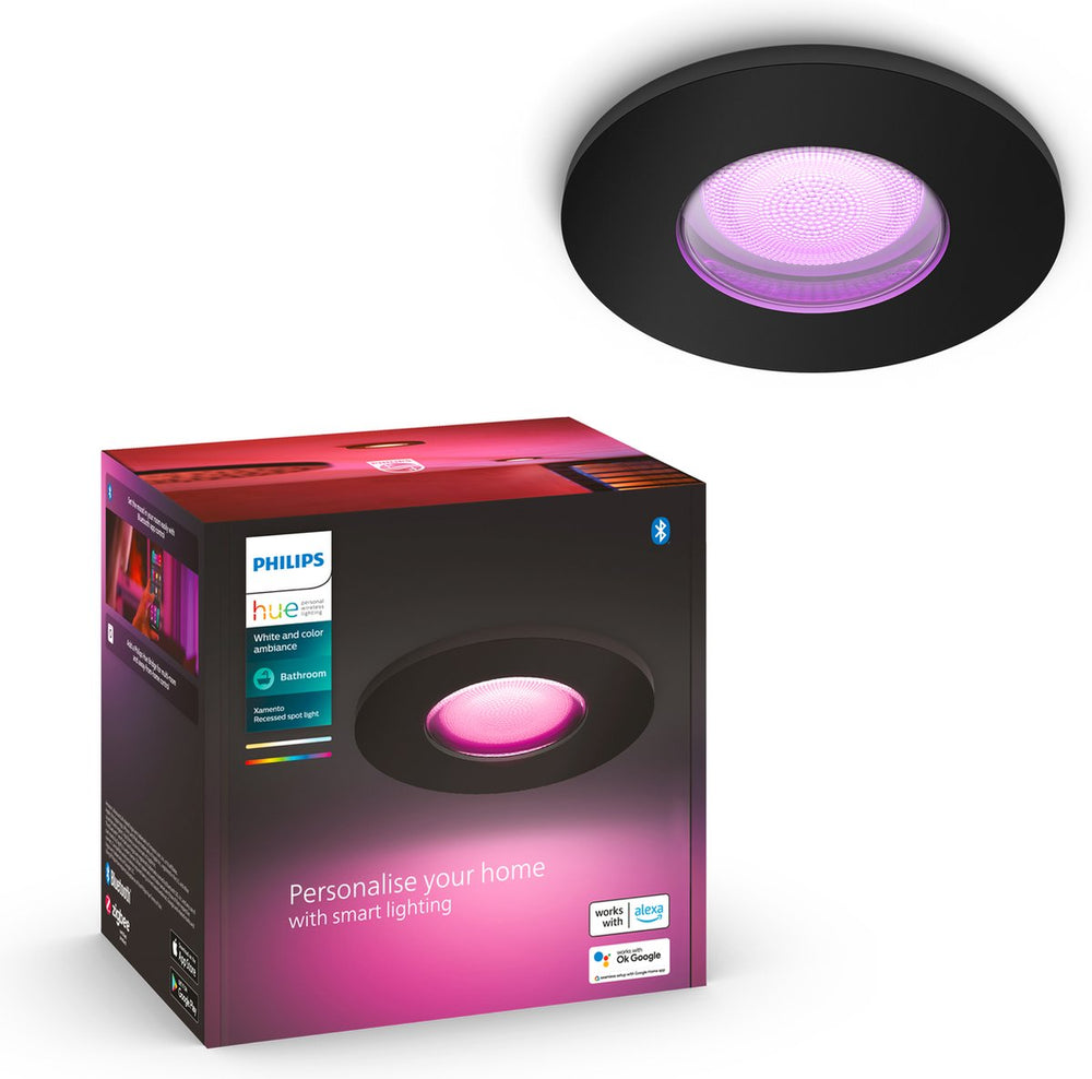 Philips Hue Xamento Bathroom Recessed Spot - White and Colored Light - 1-pack - Black - Round