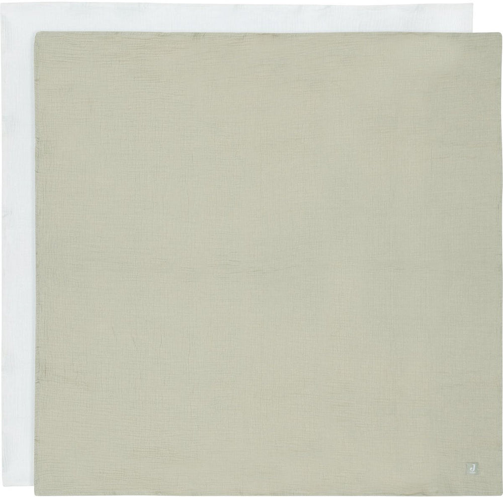 Jollein hydrofiele doek large - 115x115cm - olive green ivory - 2pack