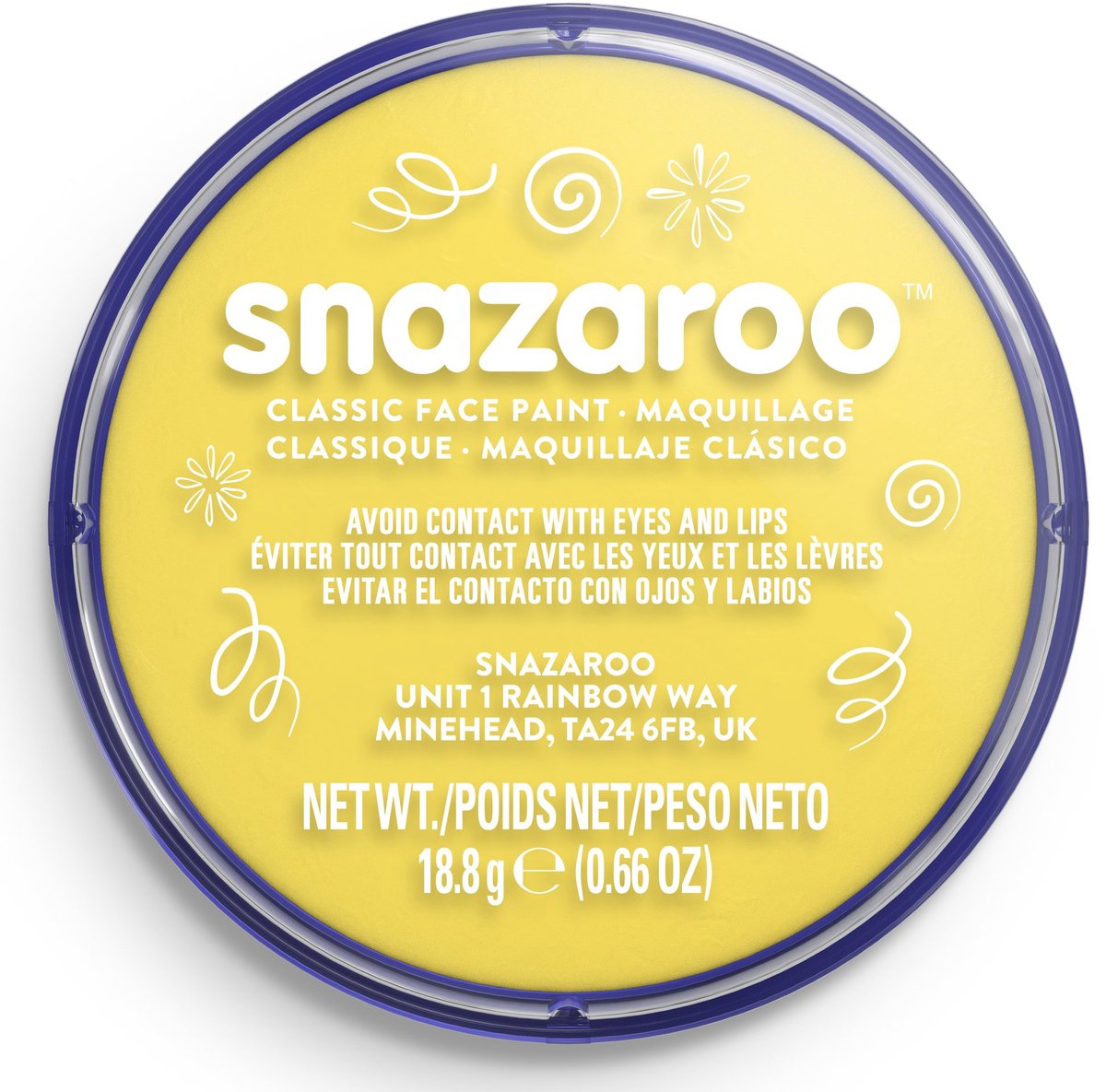 Snazaroo 1118222 - bright yellow - 18ml aqua schmink kinderschmink voor kinderen en volwassenen