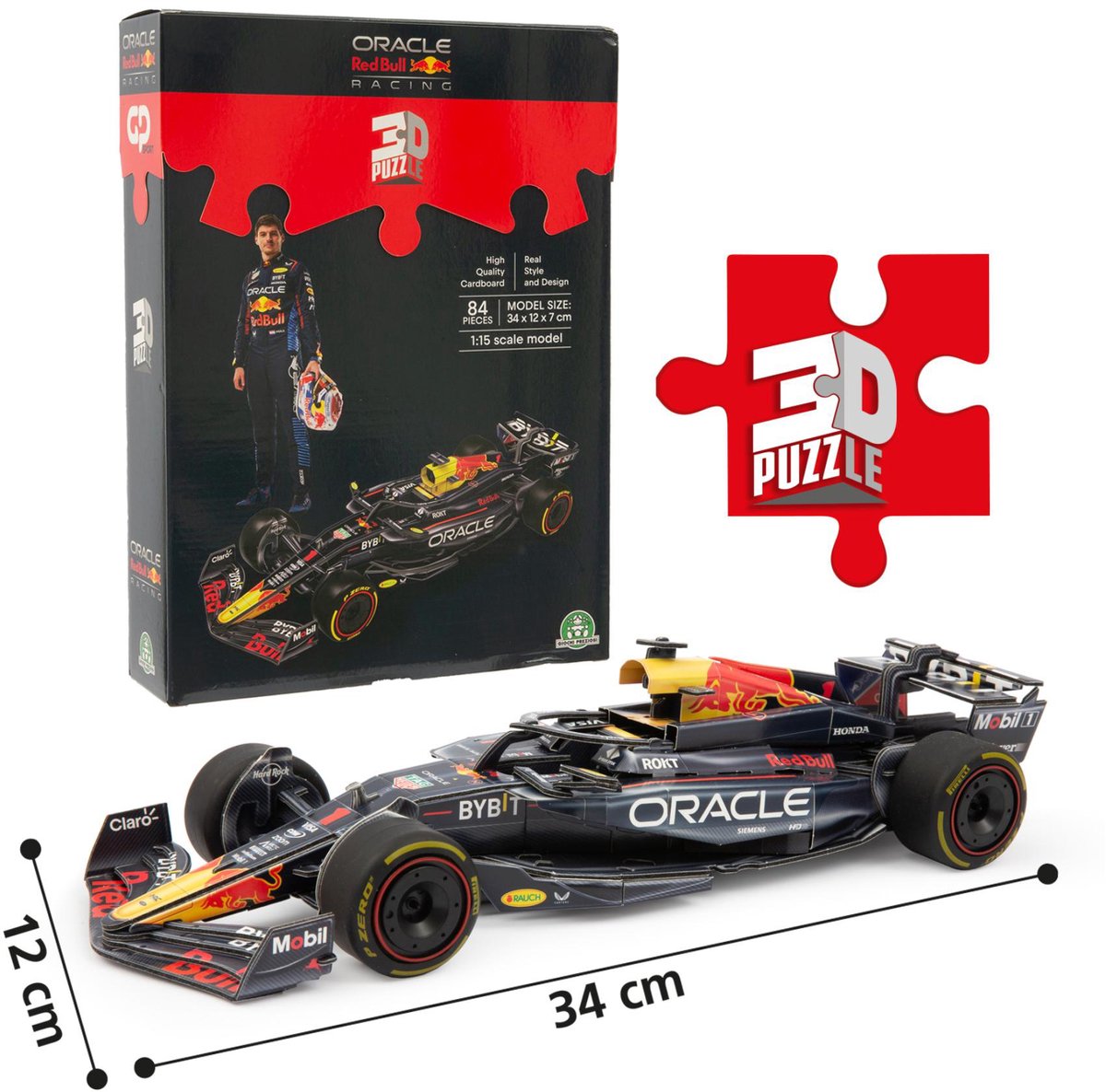 Merkloos sans marque 3d-puzzel - formule 1 - 34 cm - max verstappen
