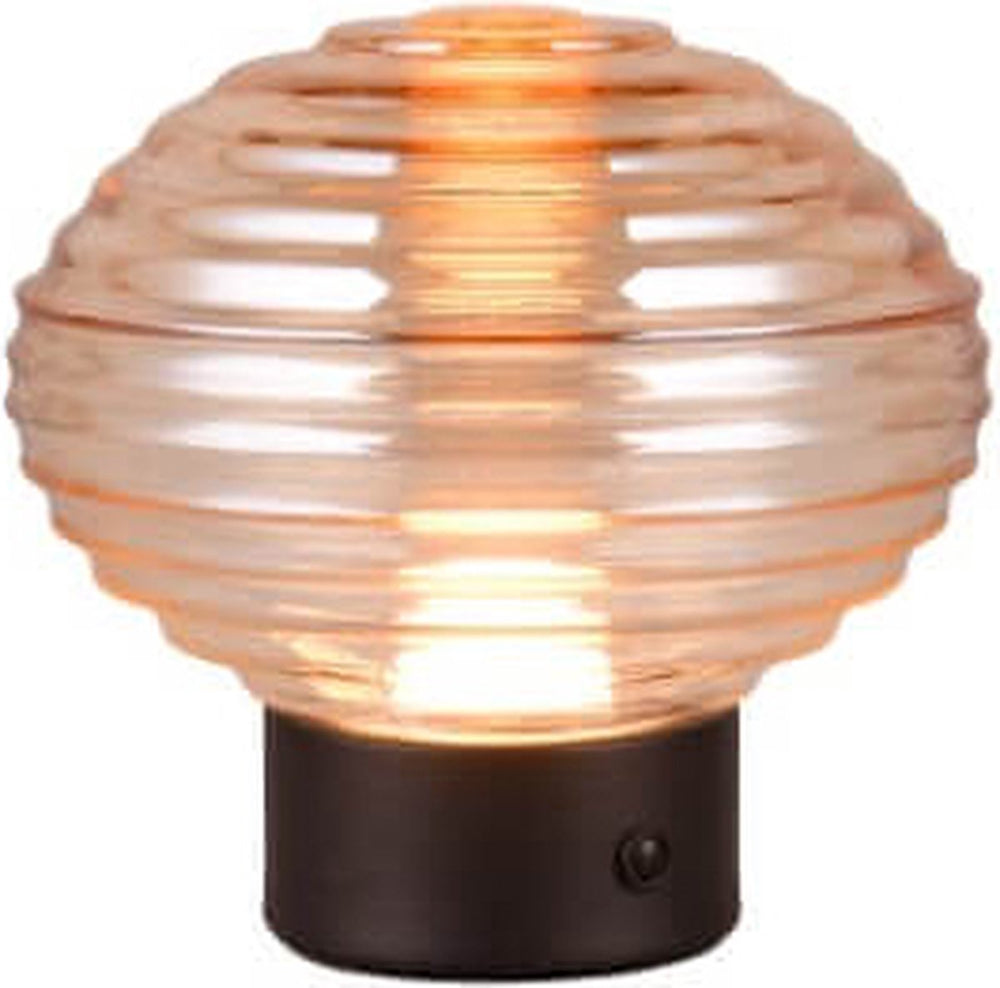 Rl live your light reality earl - tafellamp - zwart mat - incl. 1x smd 2w - touch functie - oplaadbaar - snoerloos - amber glas