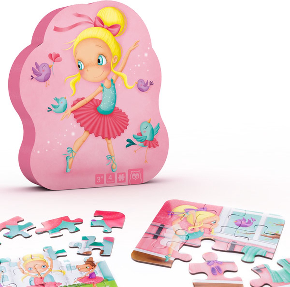 Eurekakids puzzel 4 in 1 ballerina - vier kinderpuzzels in stijlvolle verpakking - 6, 9, 12 en 16 stukjes