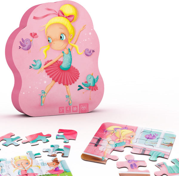 Eurekakids puzzel 4 in 1 ballerina - vier kinderpuzzels in stijlvolle verpakking - 6, 9, 12 en 16 stukjes