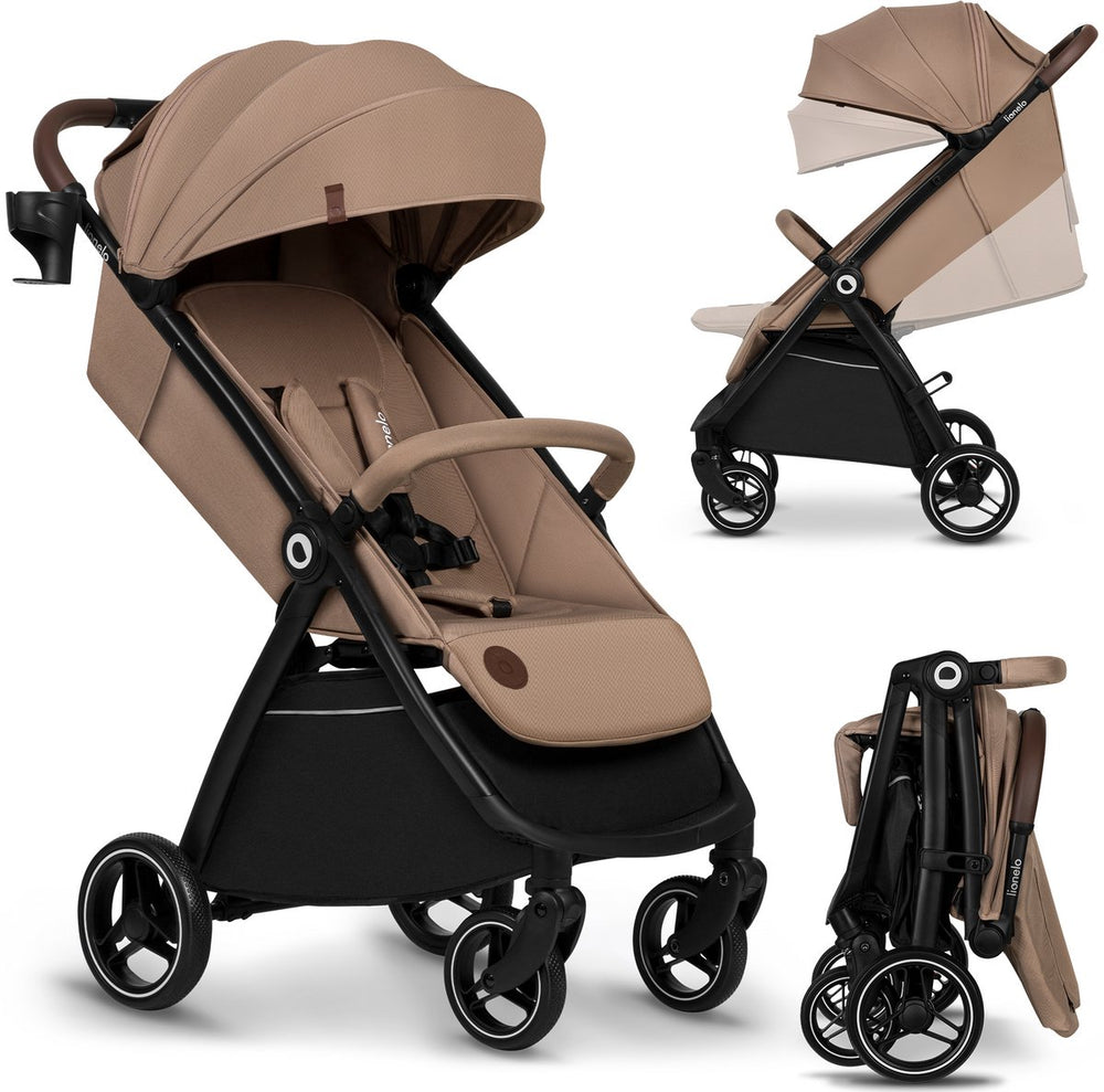 Lionelo ingrid buggy - kinderwagen tot 22 kg - auto-folding systeem - 360° eva wielen - xxl luifel met upf50+ - verstelbare rugleuning en voetsteun - panoramisch ventilatiepaneel - bekerhouder en mand