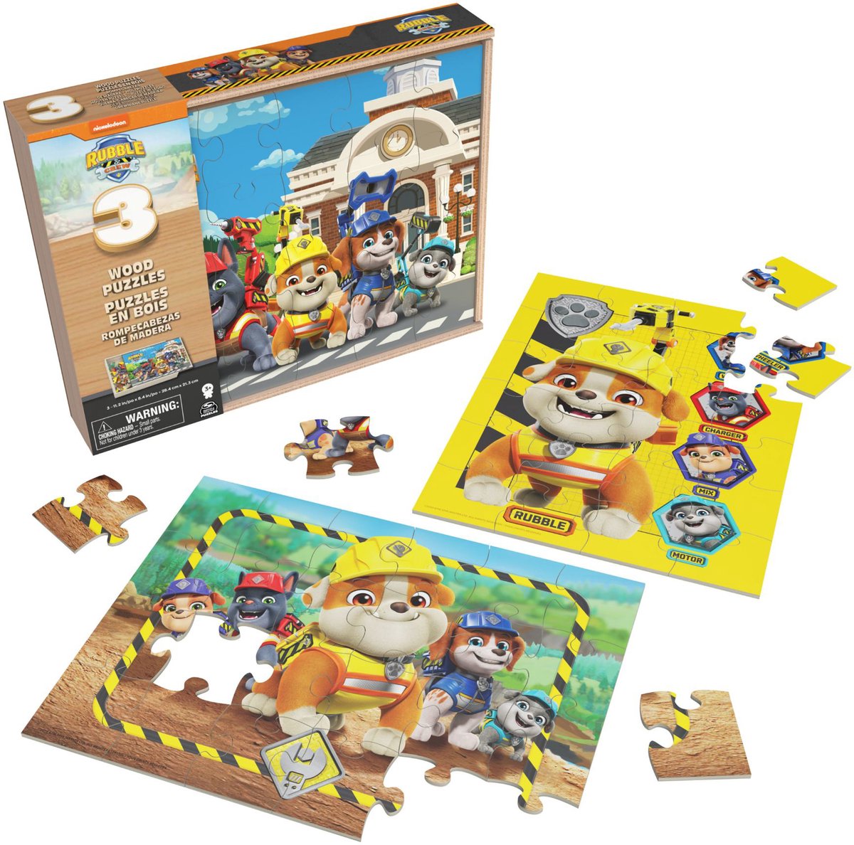 Puinploeg houten puzzel in houten kist 3x24 st