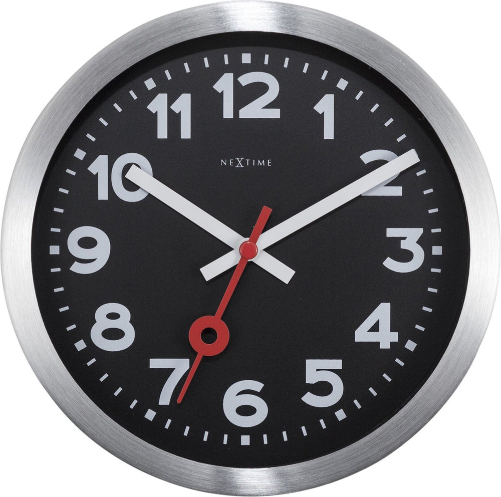 Nextime station – wandklok tafelklok – 19 cm – aluminium – zwart