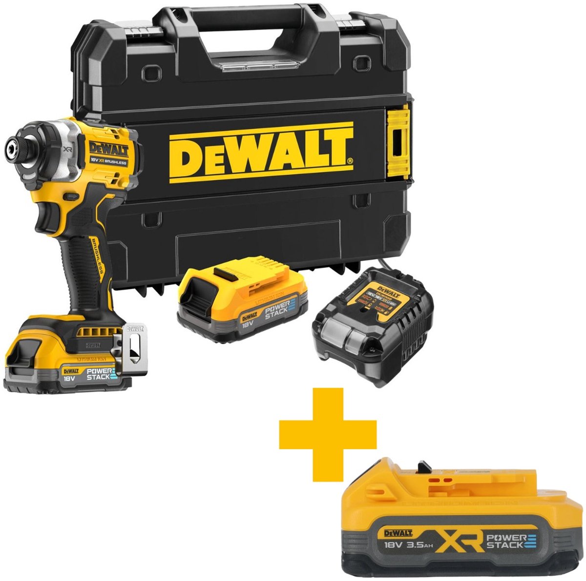 Dewalt dcf860e2t accu slagschroevendraaier 282nm 18v xr 1.7ah powerstack in tstak