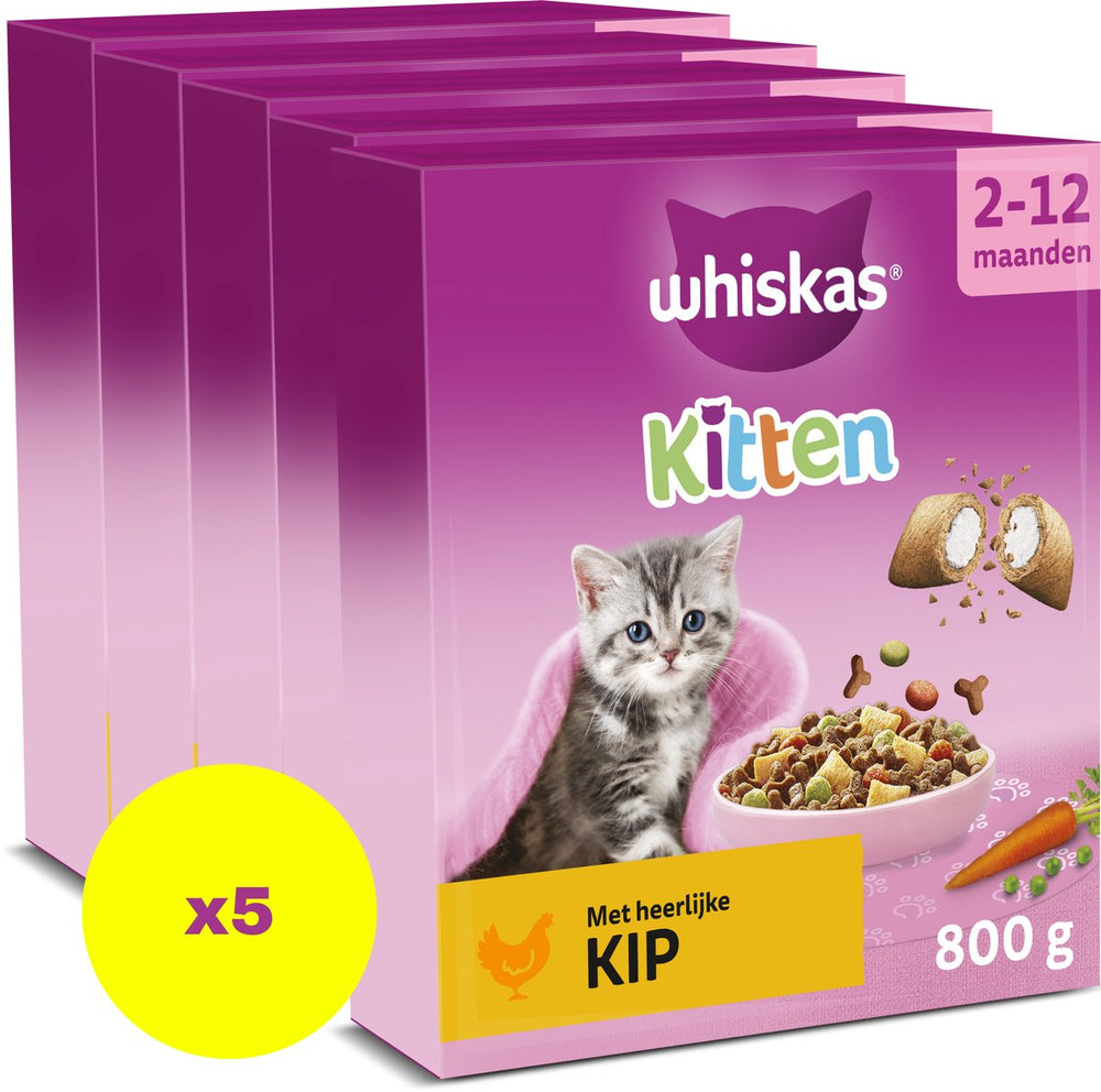 Whiskas kattenbrokken - junior - kip - doos 5x800g