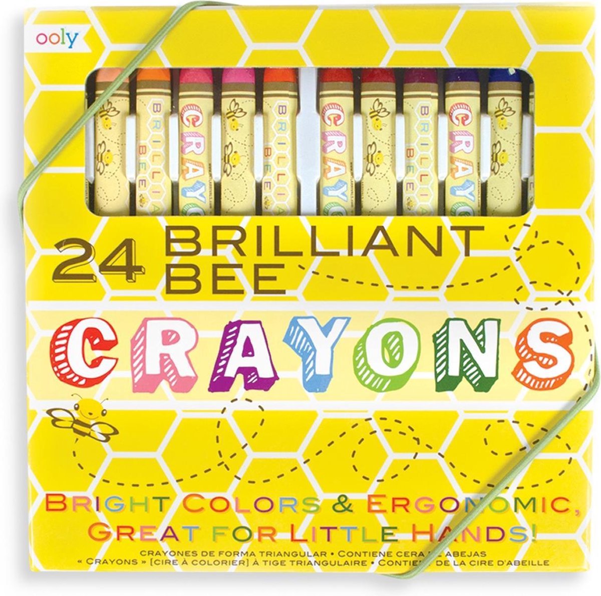 Ooly - brilliant bee bijenwaskrijtjes - extreem zachte en levendige kleuren - set van 24 kleuren - driehoekig en rolt niet weg - geschikt vanaf 3 jaar