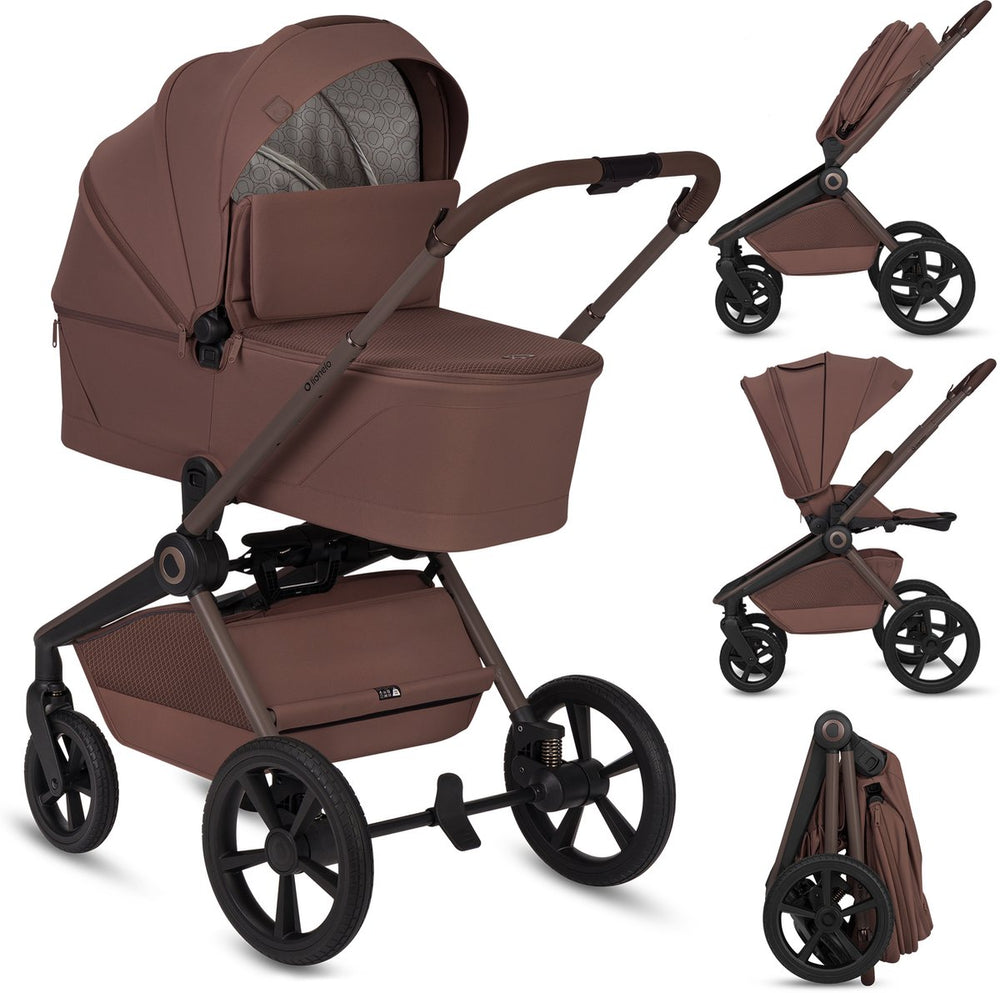 Lionelo freya 2in1 kinderwagen – reiswieg wandelwagen – vanaf geboorte tot 22 kg – premium buggy - pu-wielen met vering – voor- achterwaarts zitje – upf50+ kap – compleet accessoiresysteem