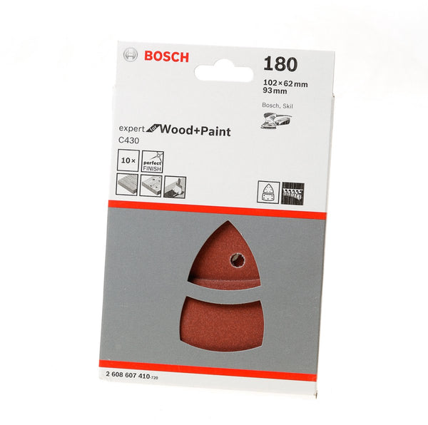 Bosch - 10-delige schuurbladset 102 x 62, 93 mm, 180